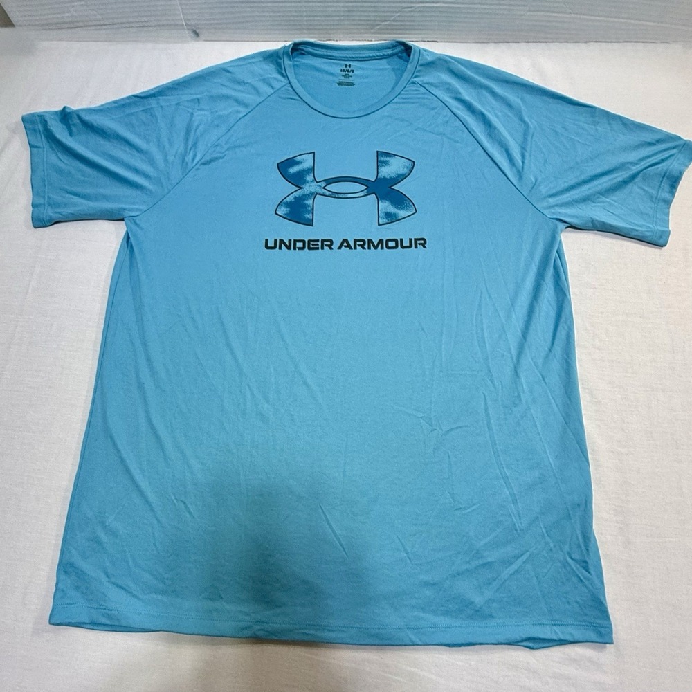 Under Armour T-Shirt Men's Large Blue UA Tech Loose Logo Graphic NWOT